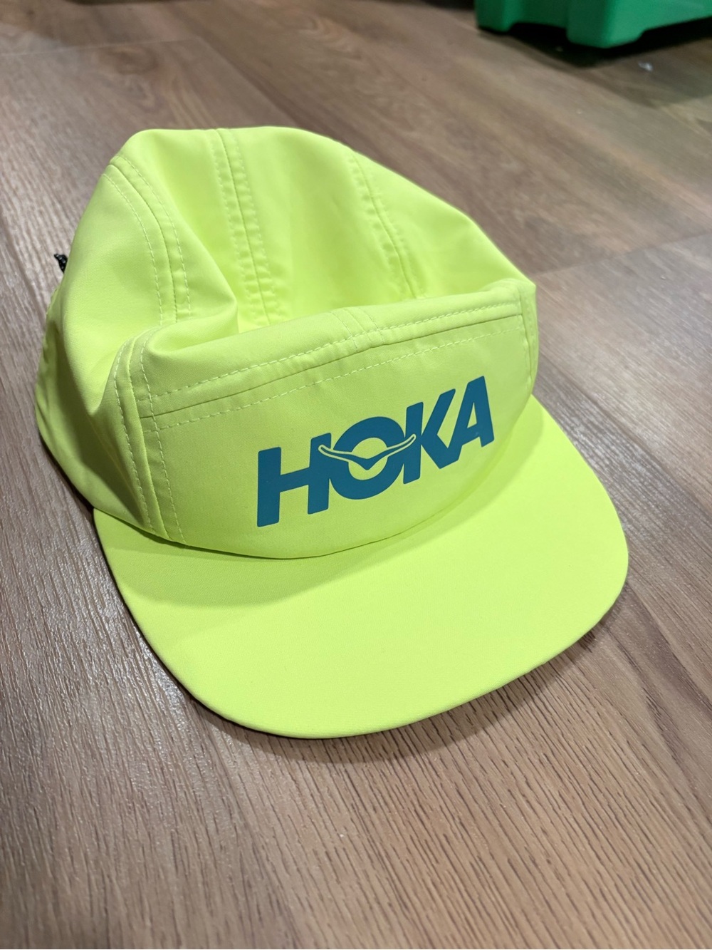 Hoka Kids' Neon Lime Yellow Cap with Blue Logo